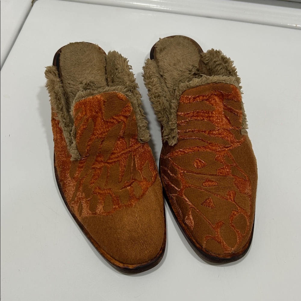 Free People Orange and Brown Loafers